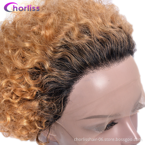 Hot Beauty Brazilian Afro Virgin Jerry Curly Bob Lace Frontal Wigs Short Hd Pixie Cut Lace Front Human Hair Wigs For Black Women